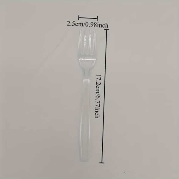 50 PCS Transparent Plastic Dessert Forks – Disposable Party Tableware