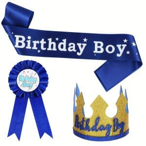 f92158b2-c55a-4d08-9a82-daf6291cb625 3pcs Birthday Party Dress-Up Set, Birthday Prince Crown, Holiday Party Decoration Props